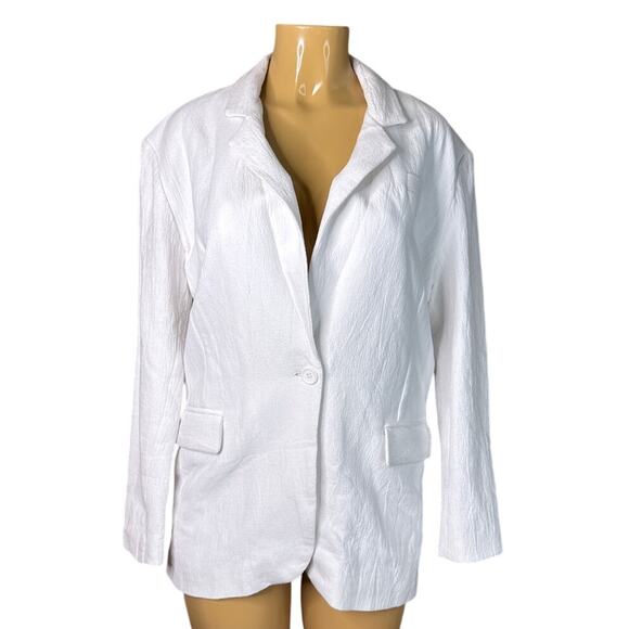 Blank NYC White Oversized Single Button Blazer Jacket in So Ice Size Small - Picture 1 of 11